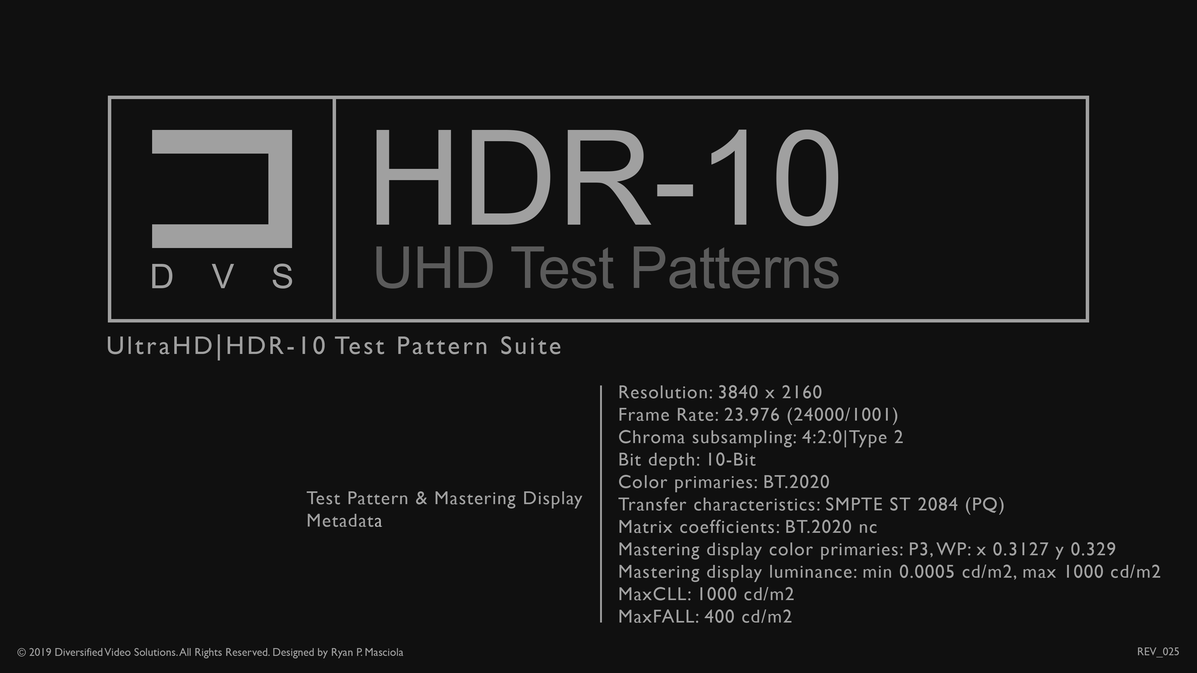 HDR-10 Video Calibration
